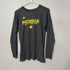 Adidas Michigan Wolverines Kids Gray Long Sleeve Climalite Shirt Hail To Victors